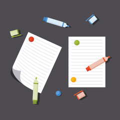 Equipment for office work within the company, business tools, computers, calculators and notepads, pens, work calendars
