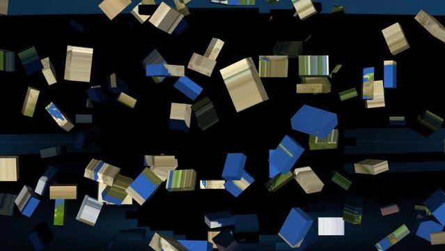 Fragments and Cubes Shattering 3D Rendering