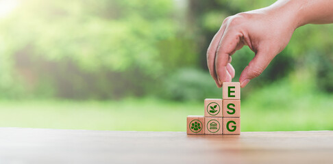 ESG Concept with Wooden Blocks