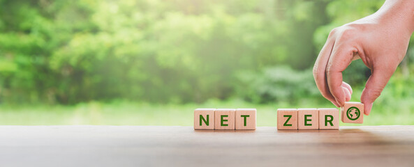 Net Zero ESG Concept with Wooden Blocks