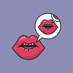Mouth and speech bubble with repetition for Mother Language Day on February 21