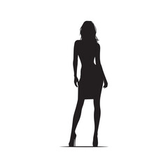 Graceful Woman Fashion Silhouette with Chic Apparel, Perfect for High-End Fashion Branding, Trendsetting Ad Campaigns, and Editorial Design.
