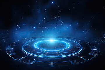 Abstract Circle and line HUD technological futuristic elements.particle data background future design.