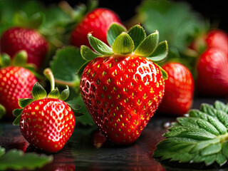 ripe and juicy red strawberries