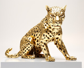 estatua de leopardo dourado ouro