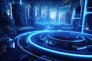 Abstract Circle and line HUD technological futuristic elements.particle data background future design.