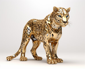 estatua de leopardo dourado ouro