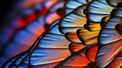 A captivating close-up of mesmerizing butterfly wings with sharp clarity, perfect for nature admirers or fanciful design ideas. - obrazy, fototapety, plakaty