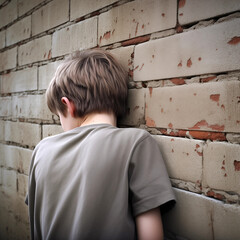 Boy against a wall