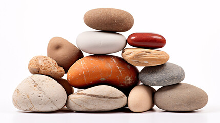 A heap of ornamental stones is solitary on a pale background.