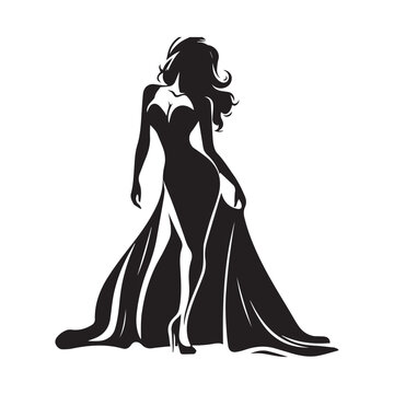 Trendsetting Elegance: Woman Fashion Silhouette, Artfully Depicting the Latest Trends in Women's Clothing, Perfect for Creative Design Ventures.
