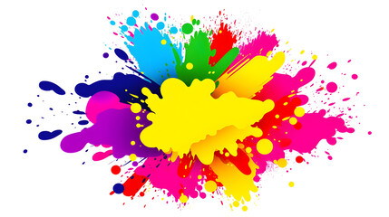 colorful rainbow holi paint color powder explosion, splash isolated on white background - Generative AI 