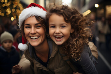 family with christmas hats in sao paulo brazil