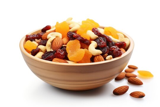 healty breakfast dried fruits and granola bowl