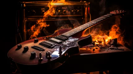 Tuinposter guitar and fire © Love Mohammad