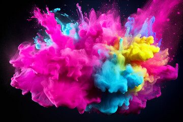 Fototapeta na wymiar Explosion of colored powder isolated on black background. Abstract color background. Illustration