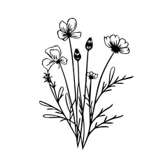 line drawing, line art png, line art prints, spring clipart, line art rose, rose clipart, floral svg, flower png, wildflower svg, flower clipart, bouquet svg, tattoo svg, line art, svg files, svg file
