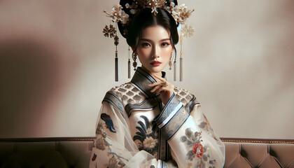 Asian Chinese model in tradition clothes