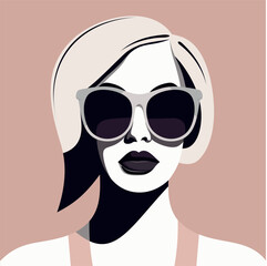 Portrait of a girl model. Modern creative composition with a beautiful woman's face in sunglasses. Glamor concept.