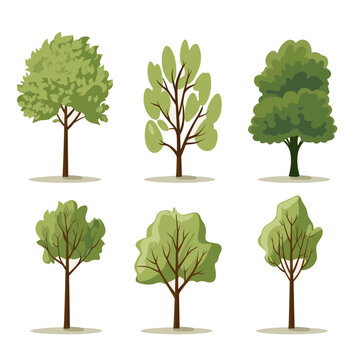 vector set of trees in green tones