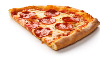 Half of an Italian pizza on a white background