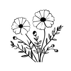 line drawing, line art png, line art prints, spring clipart, line art rose, rose clipart, floral svg, flower png, wildflower svg, flower clipart, bouquet svg, tattoo svg, line art, svg files, svg file