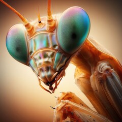 praying mantis   on a ground macro insect background