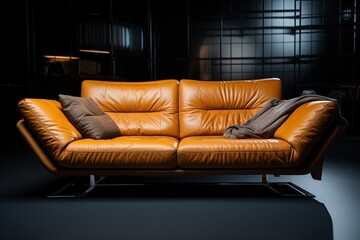 Modern sofa design. Closeup shot. Ai Generative
