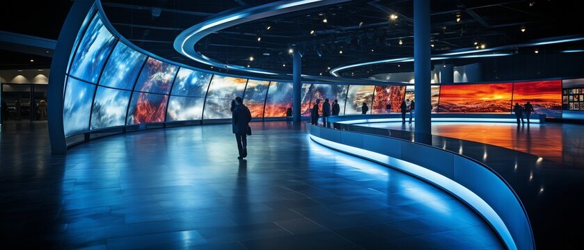 video wall with a curve.