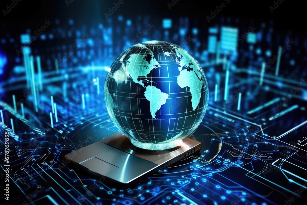 Poster global digit technology background network globe information business tech future concept
