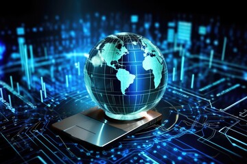 Fototapeta premium Global digit technology background network globe information business tech future concept