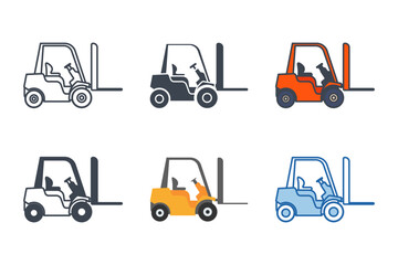 Naklejka premium Forklift icon collection with different styles. forklift truck icon symbol vector illustration isolated on white background