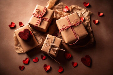 Valentine's day gift box and red roses, beautiful flowers for your beloved