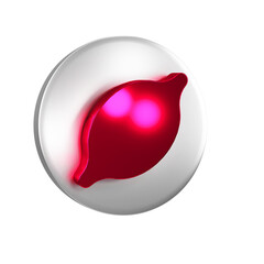 Red Lemon icon isolated on transparent background. Silver circle button.