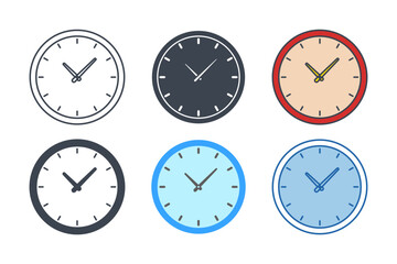 Clock icon collection with different styles. Timer, clock icon symbol vector illustration isolated on white background