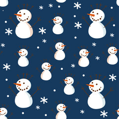 pattern with snowflakes, snowmans vector 2