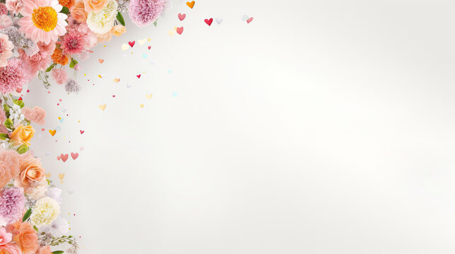 Bright floral frame on a white background with an empty space for product placement or advertising text in the center.
