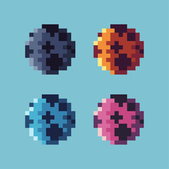  Pixel art sets of moon with variation color item asset. Gold moon on pixelated style. 8bits perfect for game asset or design asset element for your game design asset
