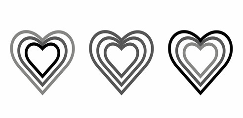 Collection of heart illustrations, Love symbol icon set, love symbol vector.