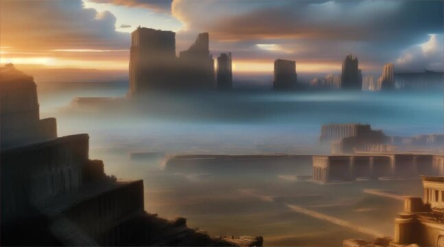 荒廃した町｜ruined town Generative AI