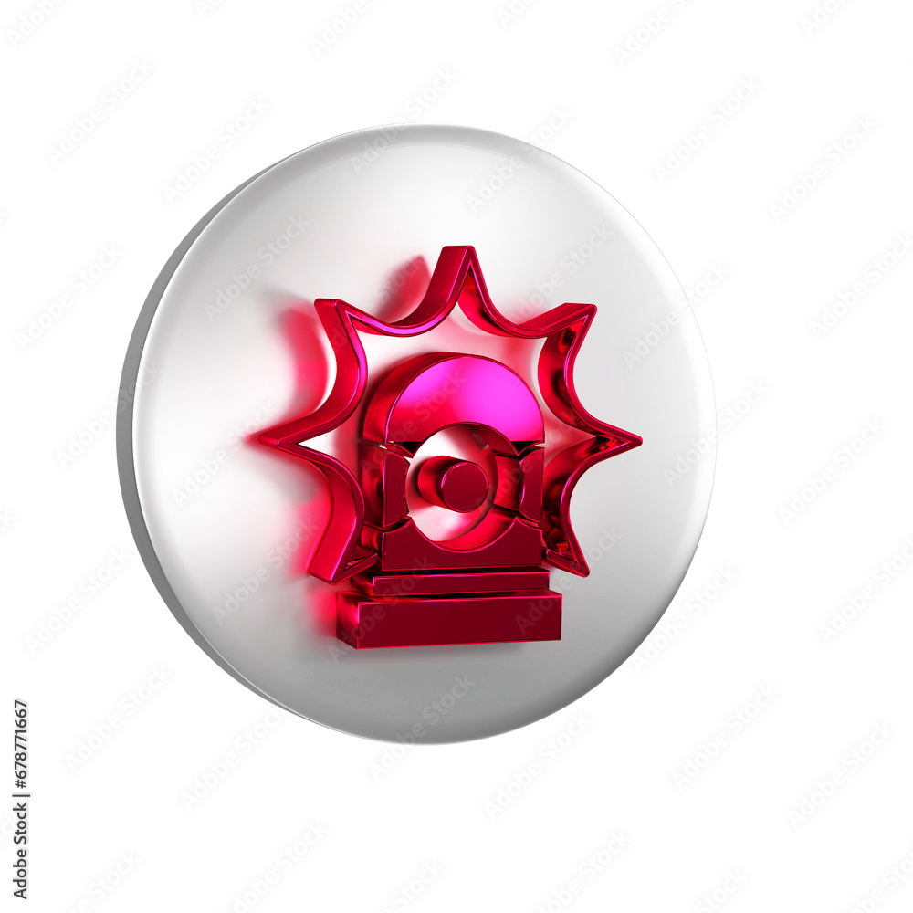 Poster red flasher siren icon isolated on transparent background. emergency flashing siren. silver circle b