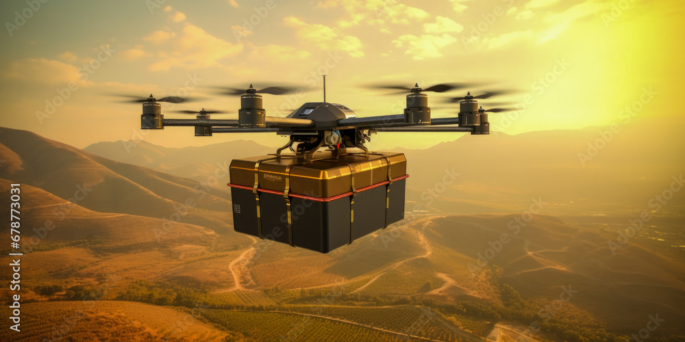 Poster drone activity in the sky - generative ai