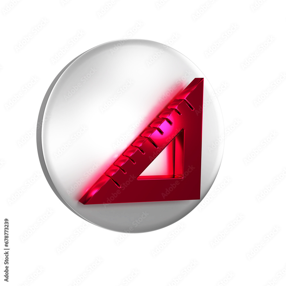 Poster red triangular ruler icon isolated on transparent background. straightedge symbol. geometric symbol.