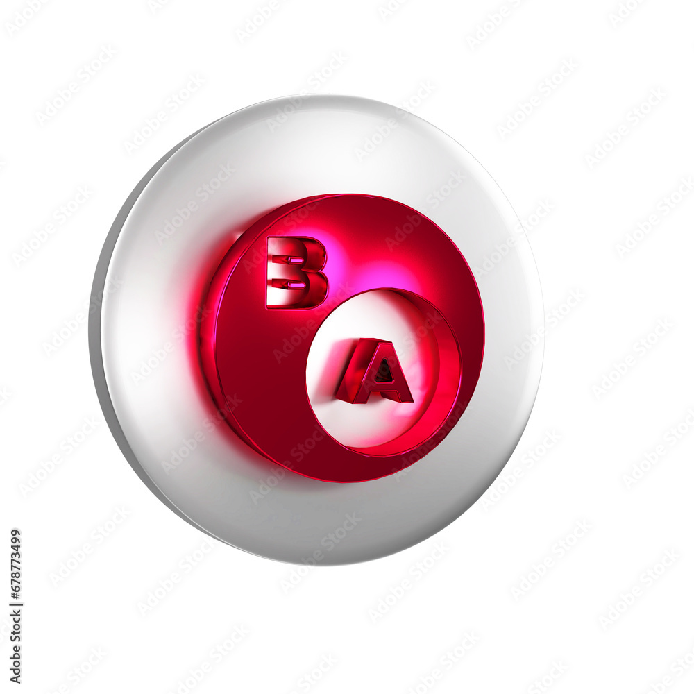 Poster red subsets, mathematics, a is subset of b icon isolated on transparent background. silver circle bu