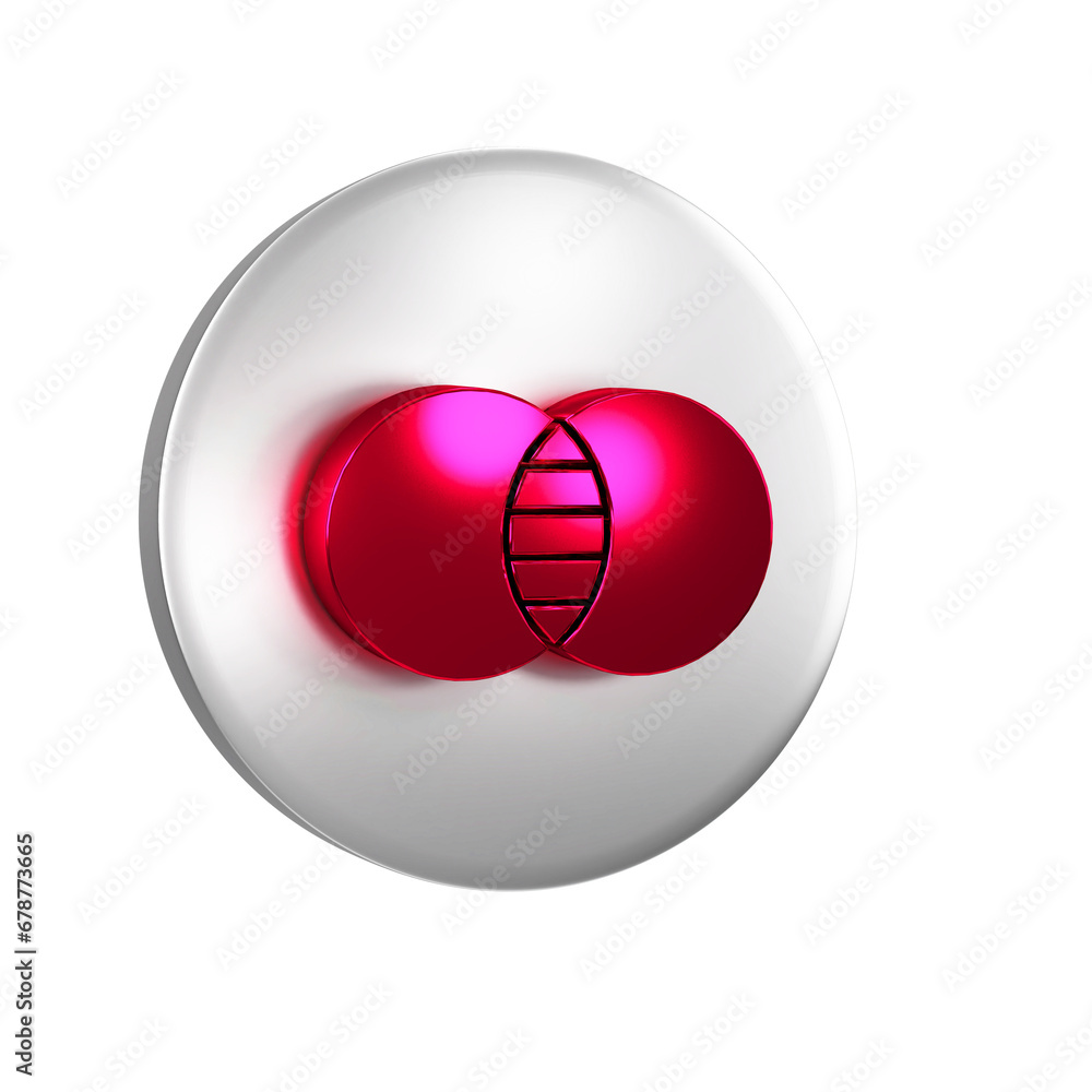 Poster red mathematics sets a and b icon isolated on transparent background. symmetric difference. silver c