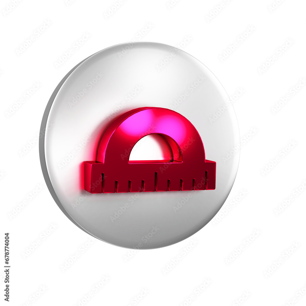 Poster red protractor grid for measuring degrees icon isolated on transparent background. tilt angle meter.
