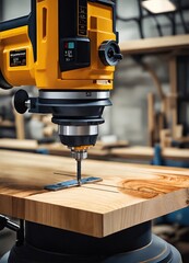 closeup of drilling hole in wood