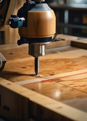 closeup of drilling hole in wood