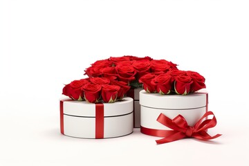 Elegant White Gift Boxes with Roses