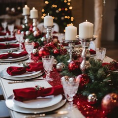 Obraz na płótnie Canvas beautiful decorated christmas dinner table